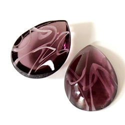 Glass Medium Dome Lampwork Cabochon - Pear 25x18MM FLAWED AMETHYST