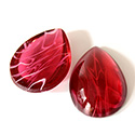 Glass Medium Dome Lampwork Cabochon - Pear 25x18MM FLAWED RUBY