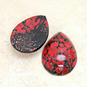 Glass Medium Dome Lampwork Cabochon - Pear 25x18MM RED MATRIX (03270)
