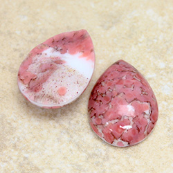 Glass Medium Dome Lampwork Cabochon - Pear 25x18MM ROSE MATRIX (03989)