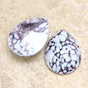 Glass Medium Dome Lampwork Cabochon - Pear 25x18MM WHITE GRANITE MATRIX (03995)