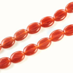 Czech Pressed Glass Bead - Flat Oval 12x9MM CORNELIAN