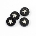 German Glass Flat Top Flat Back stones with Chaton Inserts -Round 13MM JET with Star CRYSTAL
