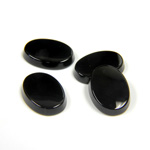 Gemstone Flat Back Single Bevel Buff Top Stone - Oval 14x10MM BLACK ONYX