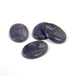 Man-made Gemstone Flat Back Single Bevel Buff Top -  Oval 14x10MM BLUE GOLDSTONE