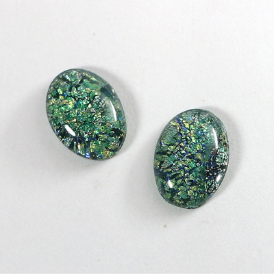 Glass Medium Dome Lampwork Cabochon - Oval 18x13MM GREEN OPAL (02420)