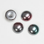 Glass Medium Dome Pearl Dipped Cabochon - Round 14MM BLACK TAHITI