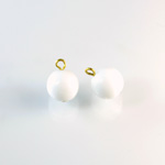 Pressed Glass Bead with 1 Brass Loop - Round 10MM CHALKWHITE/Brass