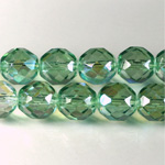 Czech Glass Fire Polish Bead - Round 12MM GREEN AB 45111