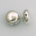 Metalized Plastic Smooth Bead - Round Lentil 17MM SILVER