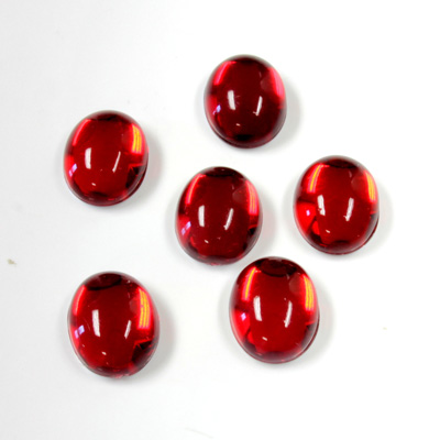 Plastic Flat Back Foiled Cabochon - Oval 10x8MM RUBY