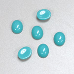 Plastic Flat Back Opaque Cabochon - Oval 10x8MM BRIGHT GREEN TURQUOISE