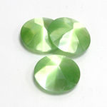 Fiber-Optic Flat Back Cabochon - Rauten Rose Round 18MM CAT'S EYE LT GREEN
