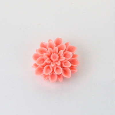 Plastic Carved No-Hole Flower - Dahlia 18MM LT CORAL
