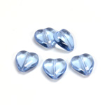 Czech Pressed Glass Bead - Smooth Heart 12x11MM LT SAPPHIRE