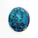 Shell Flat Back Epoxy Coated Buff Top Stone - Oval 40x30MM PAUA BLUE