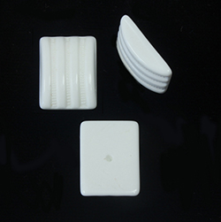 Japanese Glass Curved Ribbed Top Opaque Cabochon - Cushion 16x12MM CHALKWHITE