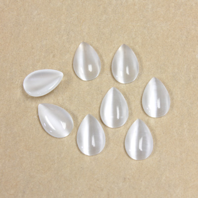 Fiber-Optic Cabochon - Pear 10x6MM CAT'S EYE WHITE