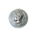 German Glass Cameo Warrior Head Round 13MM HEMATITE on GREY AGATE BASE