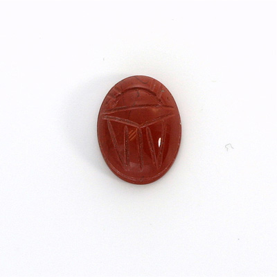 Gemstone Flat Back Carved Scarab 16x12MM RED JASPER