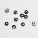 Glass Medium Dome Pearl Dipped Cabochon - Round 06MM BLACK TAHITI