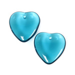 German Pressed Glass Pendant - Smooth Heart 15MM BLUE ZIRCON