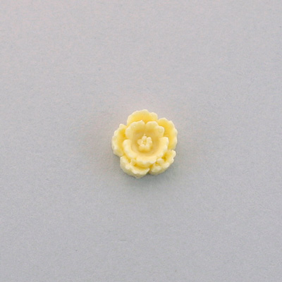 Plastic Carved No-Hole Flower - Round  09MM IVORY
