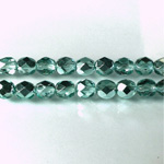 Czech Glass Fire Polish Bead - Round 06MM 1/2 Coated CRYSTAL/AQUA