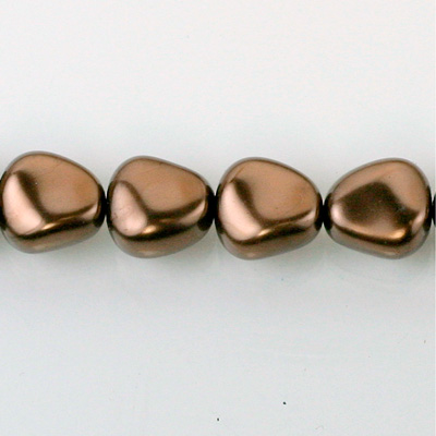 Czech Glass Pearl Bead - Potato 16x14MM DARK BROWN 70419