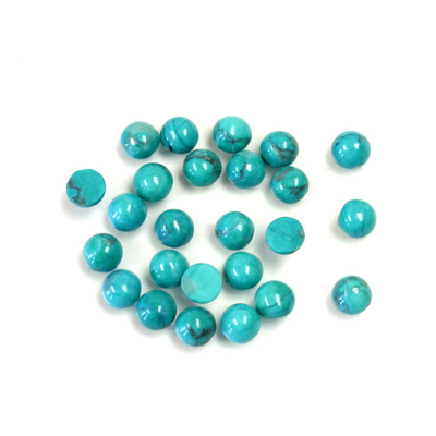 Gemstone Cabochon - Round 04MM HOWLITE DYED CHINESE TURQ