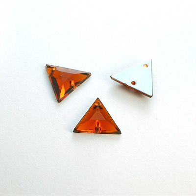 Plastic Flat Back 2-Hole Foiled Sew-On Stone - Triangle 13x13MM SMOKE TOPAZ