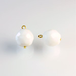 Glass Fire Polished Bead with 1 Brass Loop - Round 12MM CHALKWHITE/Brass