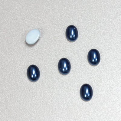 Glass Medium Dome Cabochon Pearl Spray Finish - Oval 08x6MM NAVY