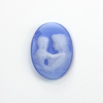 Synthetic Cameo Woman & Child Oval 25x18MM 2-TONE CatsEYE BLUE