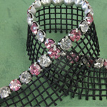 Rhinestone Banding with MC Chaton 1 Row with Net One Edge - Round 19SS CRYSTAL-LTROSE-BLACK