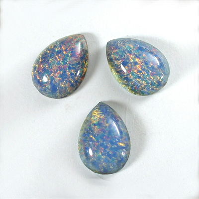 Glass Medium Dome Lampwork Cabochon - Pear 18x13MM BLUE OPAL (04531)