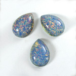 Glass Medium Dome Lampwork Cabochon - Pear 18x13MM BLUE OPAL (04531)
