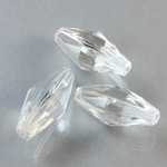 Plastic Bead - Faceted Elongated Bicone 25x12MM CRYSTAL