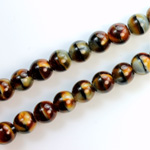 Czech Pressed Glass Bead - Smooth Round 08MM TIGEREYE