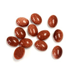 Man-made Cabochon - Oval 08x6MM BROWN GOLDSTONE