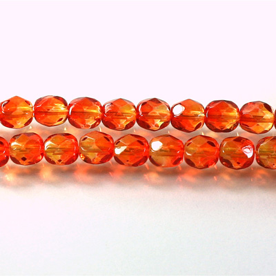 Czech Glass Fire Polish Bead - Round 06MM ORANGE-YELLOW 64815
