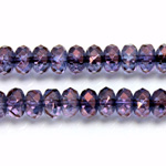 Czech Glass Fire Polish Bead - Rondelle Donut 07x4MM LUMI COATED PURPLE