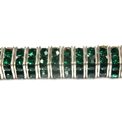 Czech Rhinestone Rondelle - Square 06MM EMERALD-SILVER