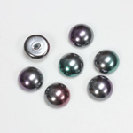 Glass Medium Dome Pearl Dipped Cabochon - Round 10MM BLACK TAHITI