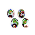 Glass Medium Dome Lampwork Cabochon - Oval 14x10MM VENETIAN WHITE MOSAIC (03101)
