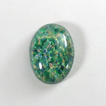 Glass Medium Dome Lampwork Cabochon - Oval 25x18MM GREEN OPAL (02420)