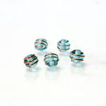 Czech Glass Lampwork Bead - Round 06MM COPPER WRAP AQUA