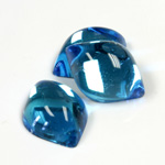 Glass Lampwork High Dome Foiled Cabochon - Fancy Navette 18x13MM AQUA