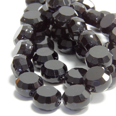 Chinese Cut Crystal Bead - Round Disc Side Drilled 10MM JET
