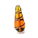 Czech Glass Lampwork Bead - Pear 36x15MM COPPER WRAP TOPAZ